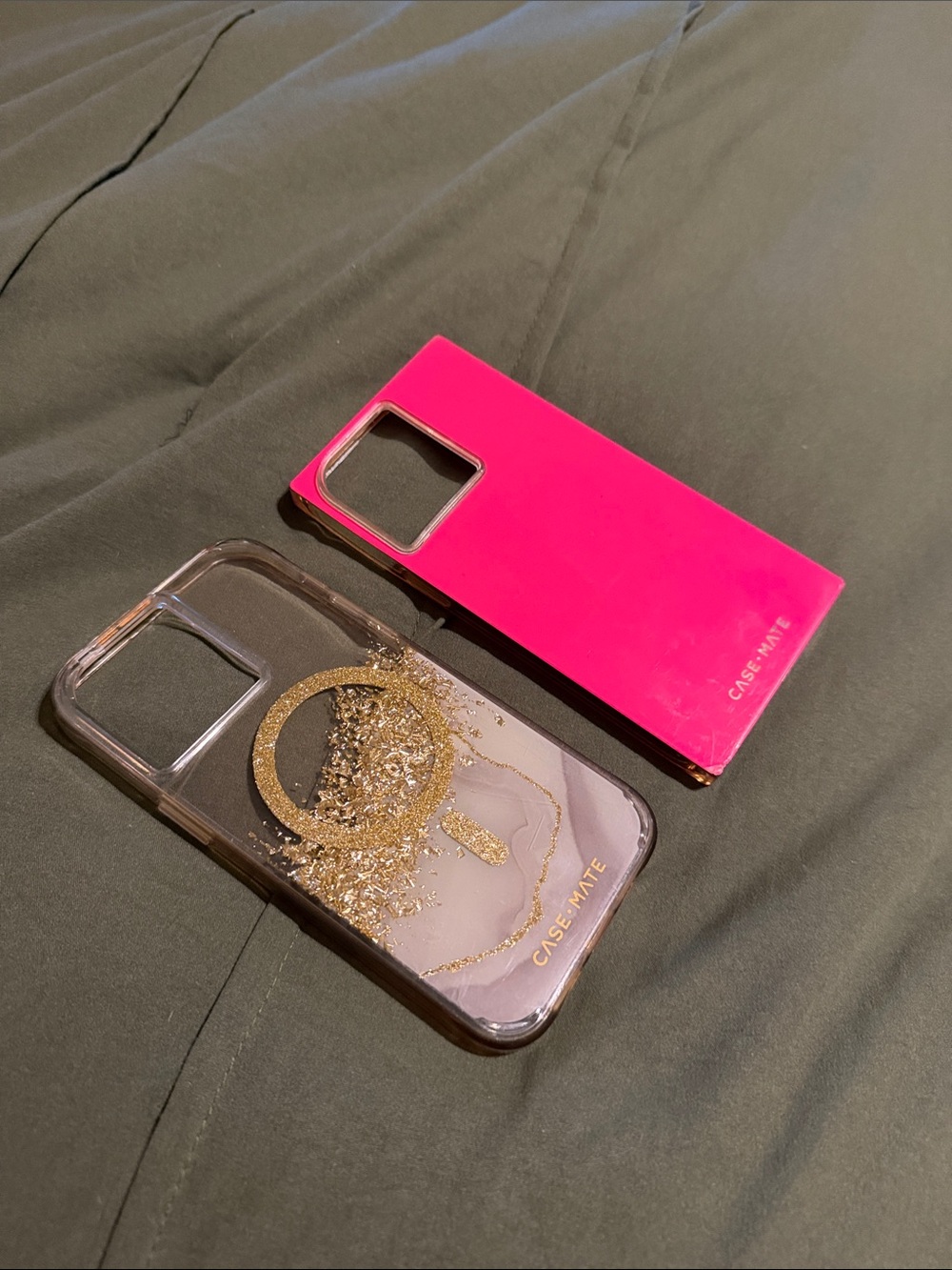 case-mate Hot Pink & Gold Glitter Clear Phone Case Duo